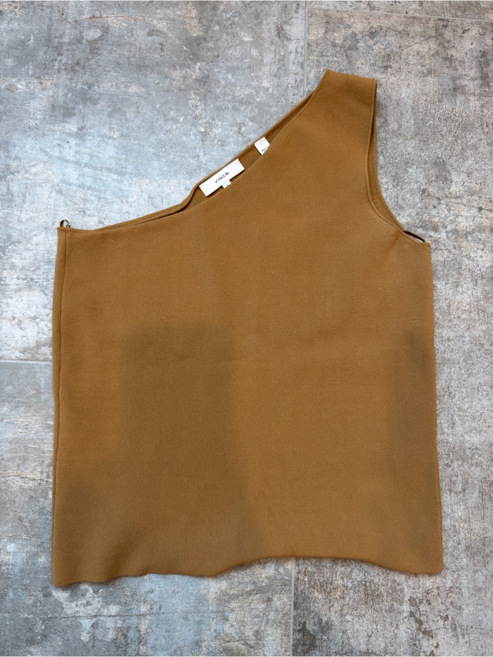 Vince One-Shoulder Camel Top in Brown